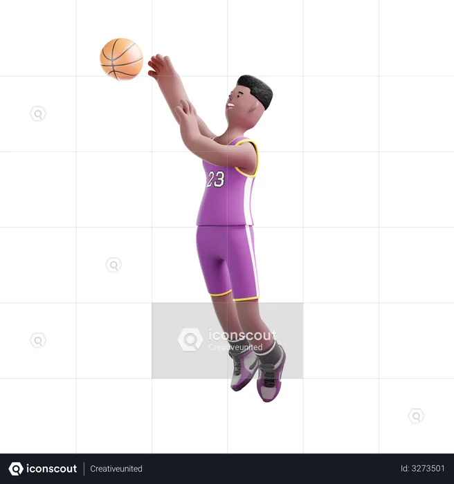 Basketball Player throwing ball for scoring  3D Illustration