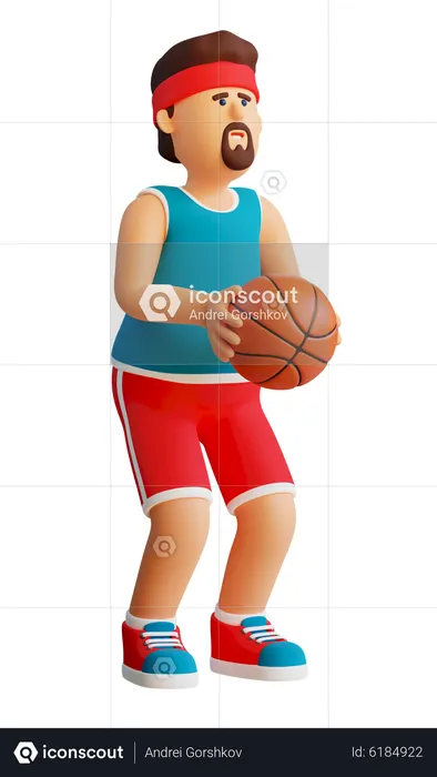 Basketball player with the ball is preparing to throw  3D Illustration