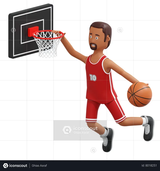 Basketball Pro Player Slam Dunk  3D Illustration