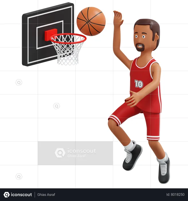 Basketball Pro Throwing Ball To Basket Ring  3D Illustration