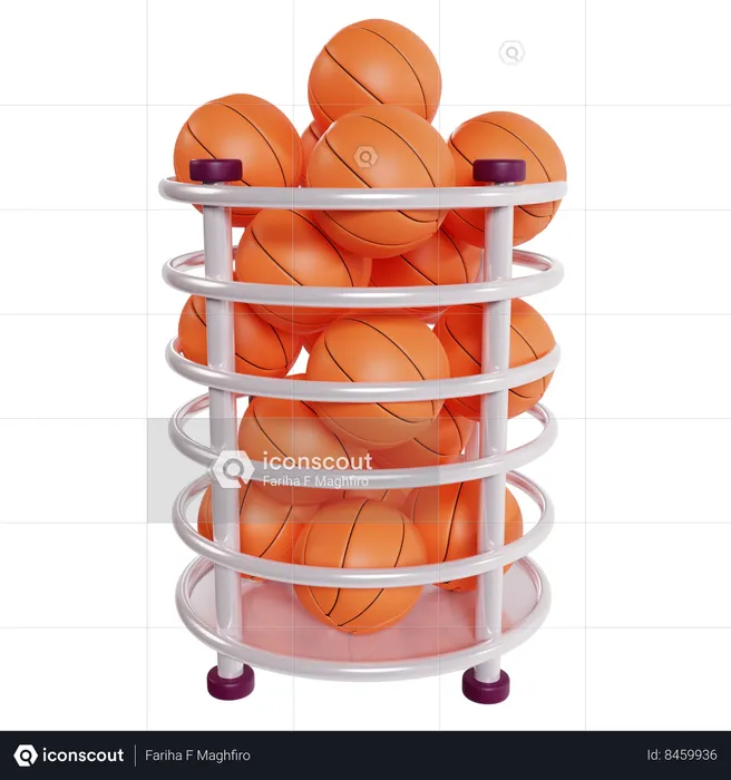 Basketball Rack with Balls  3D Icon