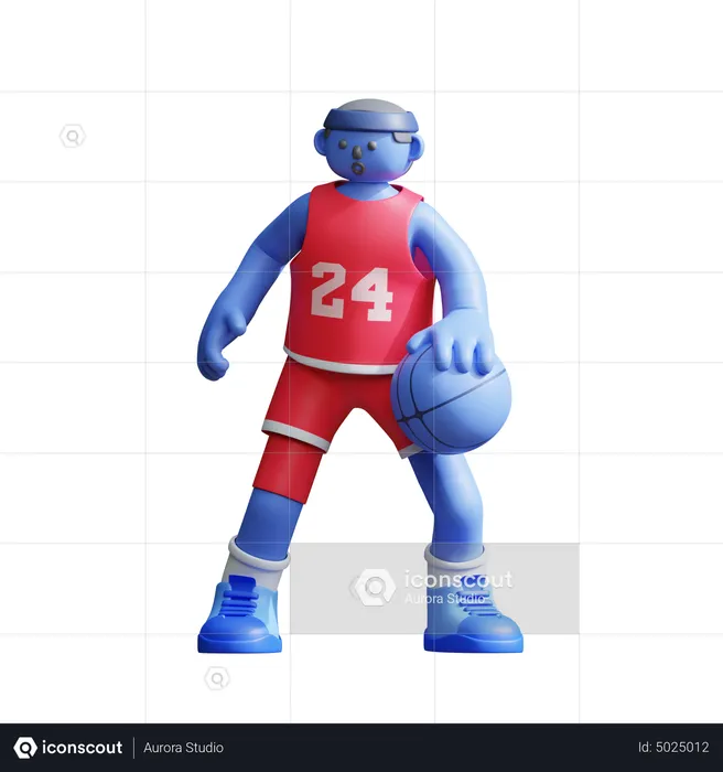 Basketballspieler beim Dribbling  3D Illustration