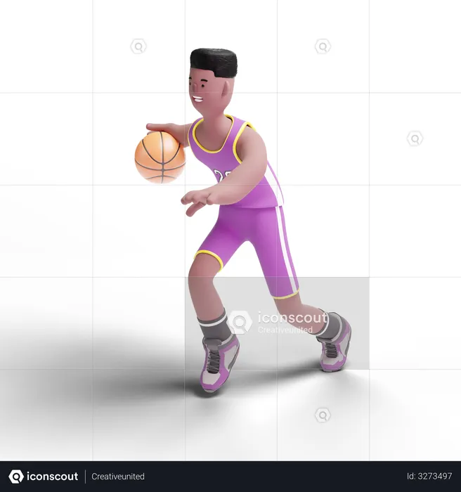 Basketballspieler spielt im Spiel  3D Illustration
