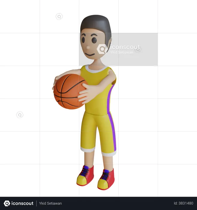 Basketball-Spieler spielen Bewegung  3D Illustration