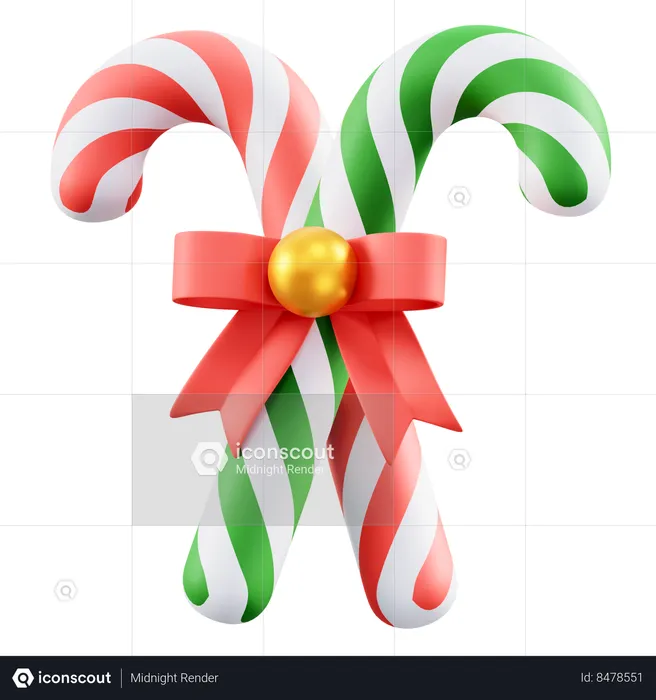 Bastón de caramelo de navidad  3D Icon