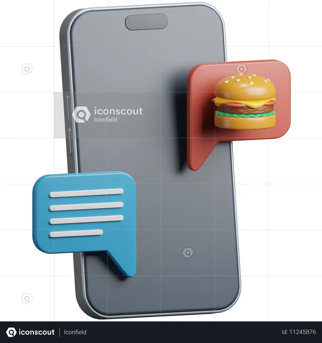 Bate-papo on-line sobre comida  3D Icon