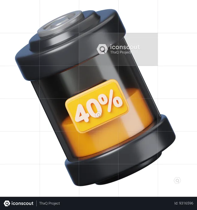 40 por cento de bateria  3D Icon