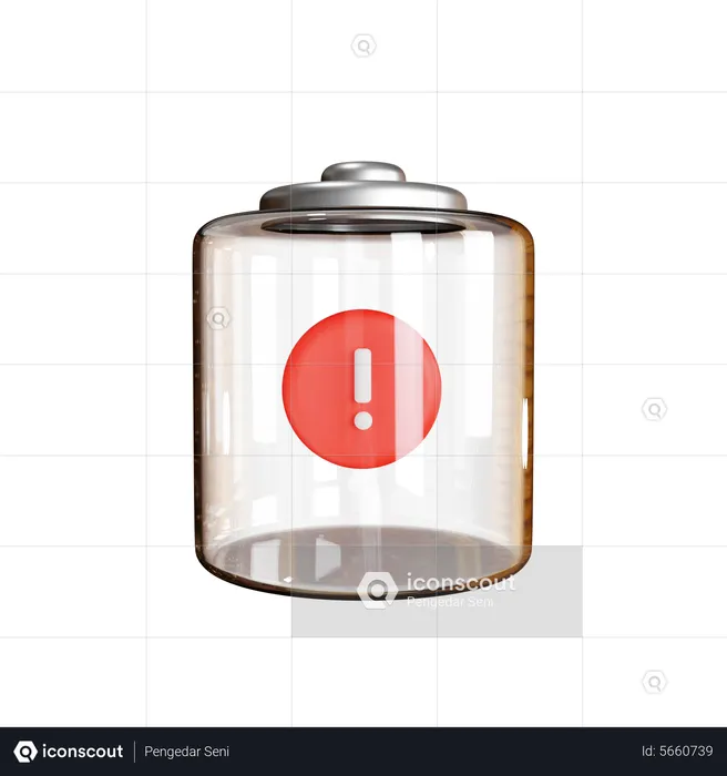 Bateria e ponto de exclamação  3D Icon