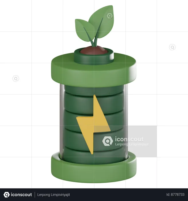 Bateria ecológica  3D Icon