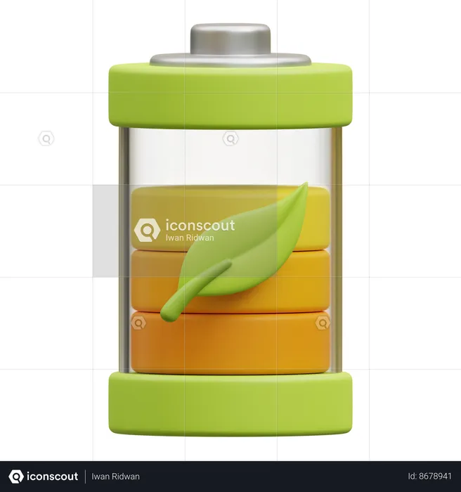 Bateria ecológica  3D Icon