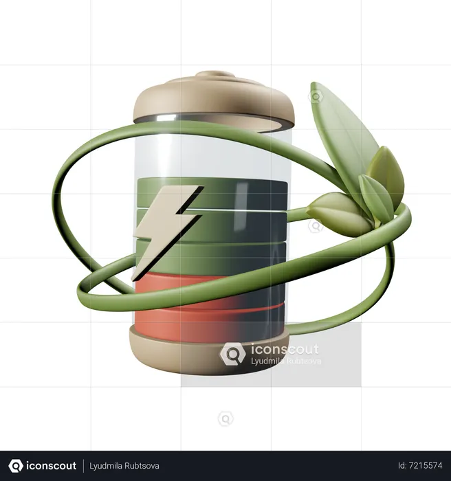 Bateria ecológica  3D Icon