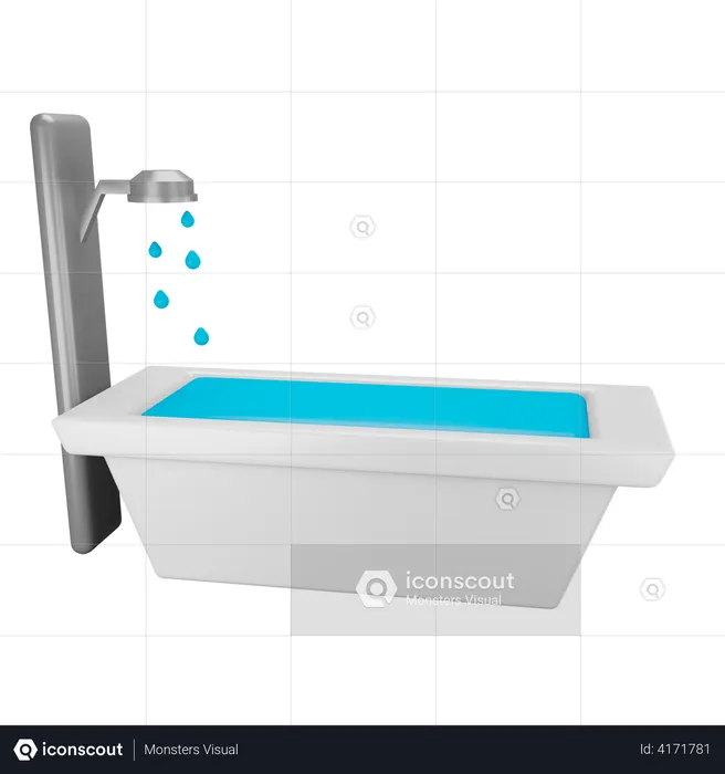 Bathup and shower  3D Illustration