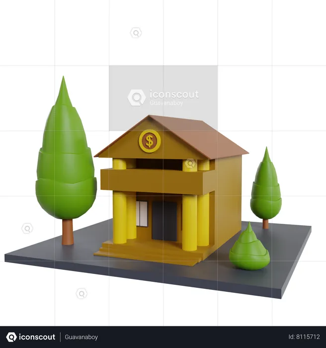 Bâtiment de la banque  3D Icon