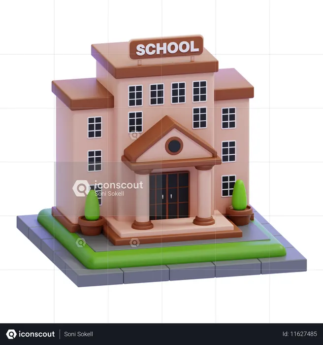 Bâtiment scolaire  3D Icon