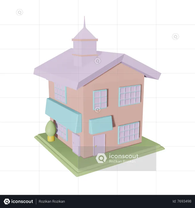 Bâtiment scolaire  3D Icon