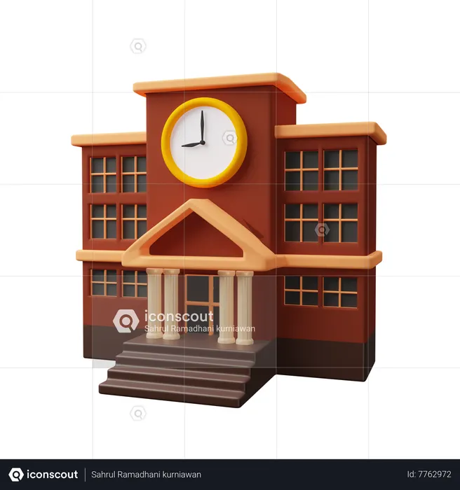 Bâtiment scolaire  3D Icon