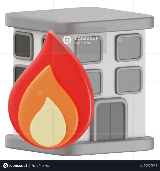 Bâtiment en feu  3D Icon