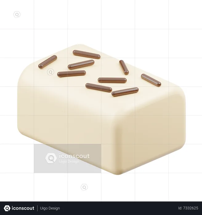 Bâton de chocolat blanc avec des pépites de chocolat  3D Icon