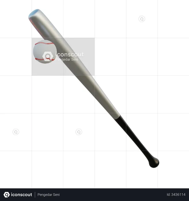 Batte et balle de baseball  3D Icon