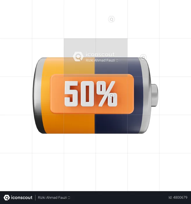 Batterie 50 pour cent  3D Illustration