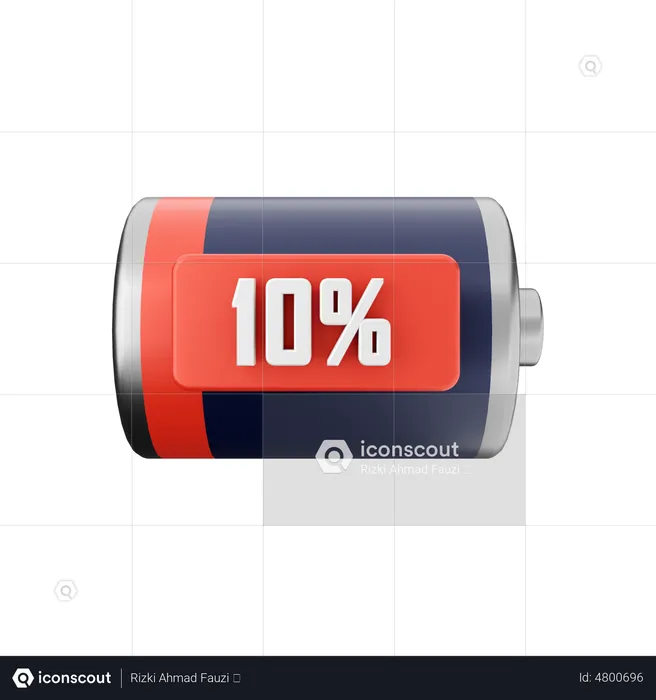 Battery 10 Percent  3D Illustration