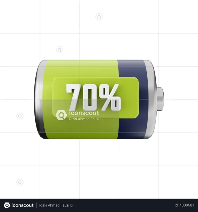 Battery 70 Percent  3D Illustration