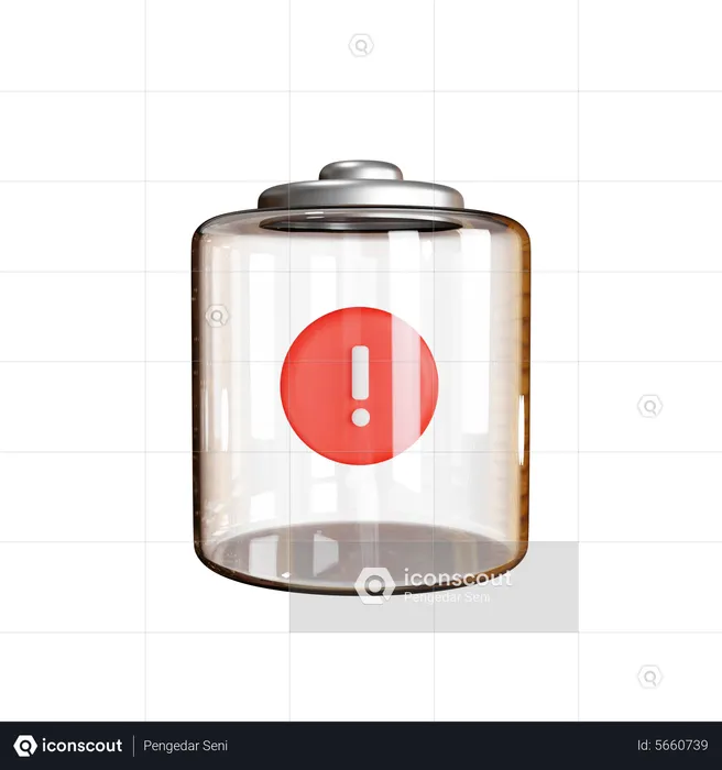 Battery And Exclamation Mark  3D Icon