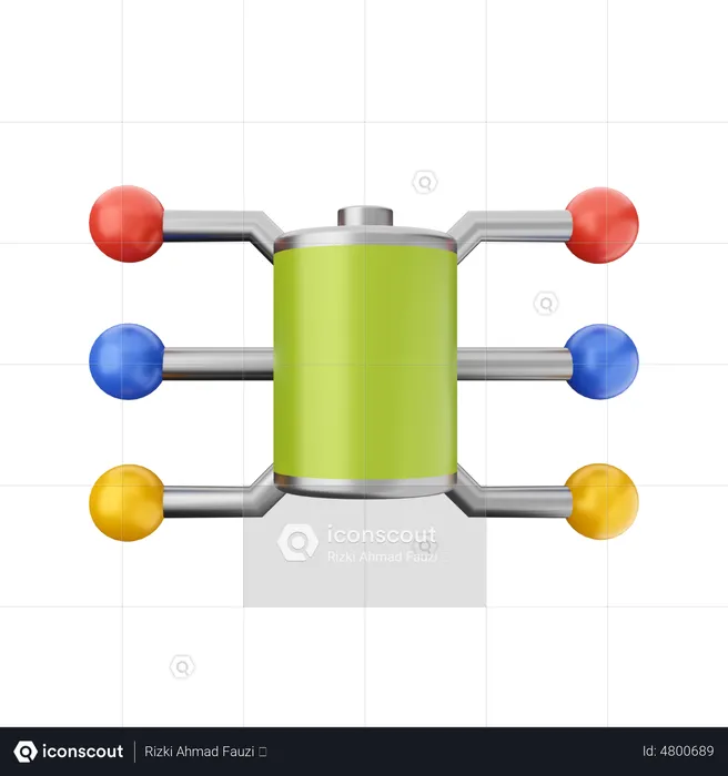Battery Share Energy  3D Illustration