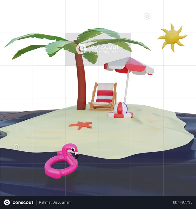 Beach  3D Illustration