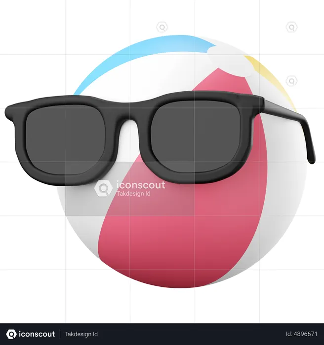 Beach ball with sunglasses  3D Icon