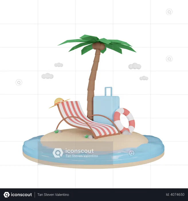 Beach chair  3D Illustration