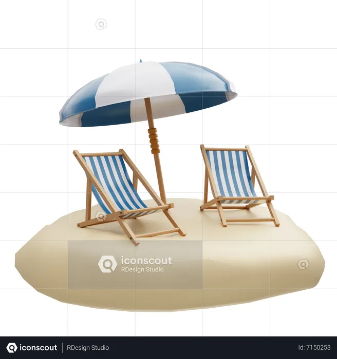 Beach Chairs  3D Icon