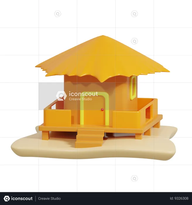 Beach Hut  3D Icon