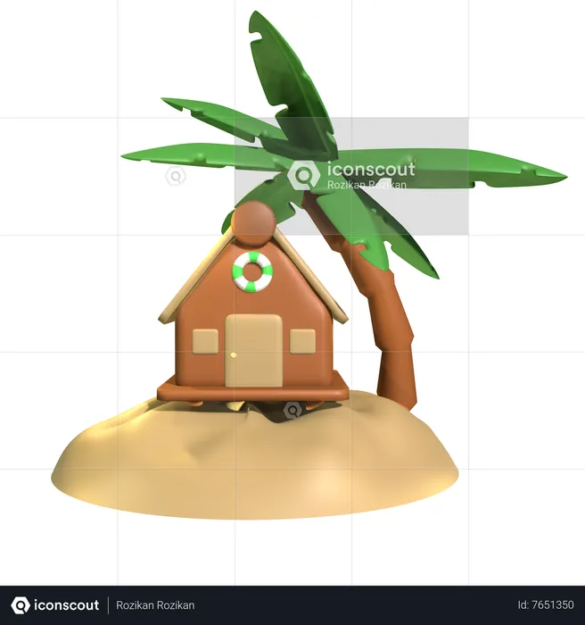 Beach Hut  3D Icon