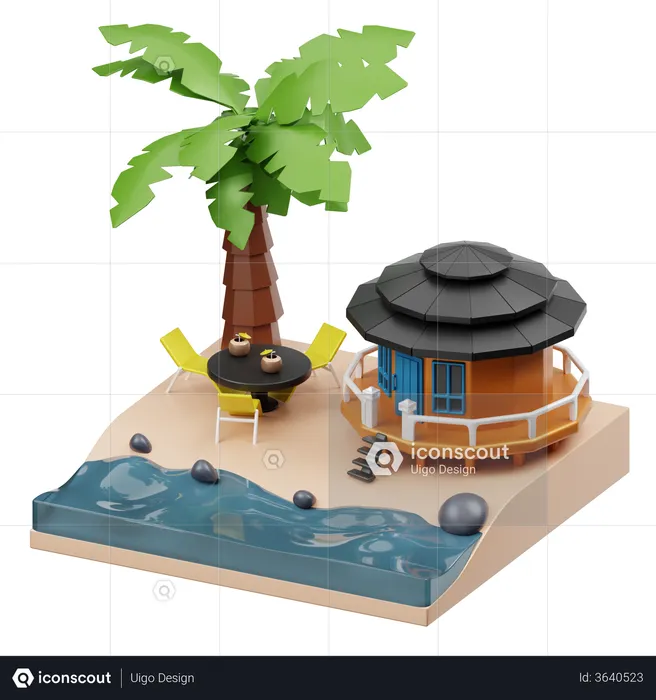 Beach Resort  3D Illustration
