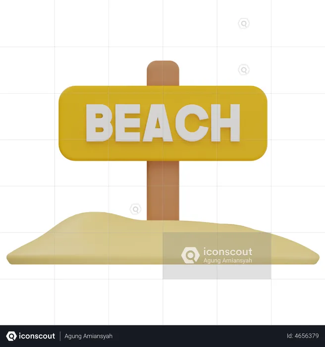 Beach Sign  3D Illustration