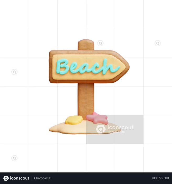Beach Signpost  3D Icon