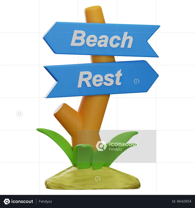 Beach Signpost  3D Illustration