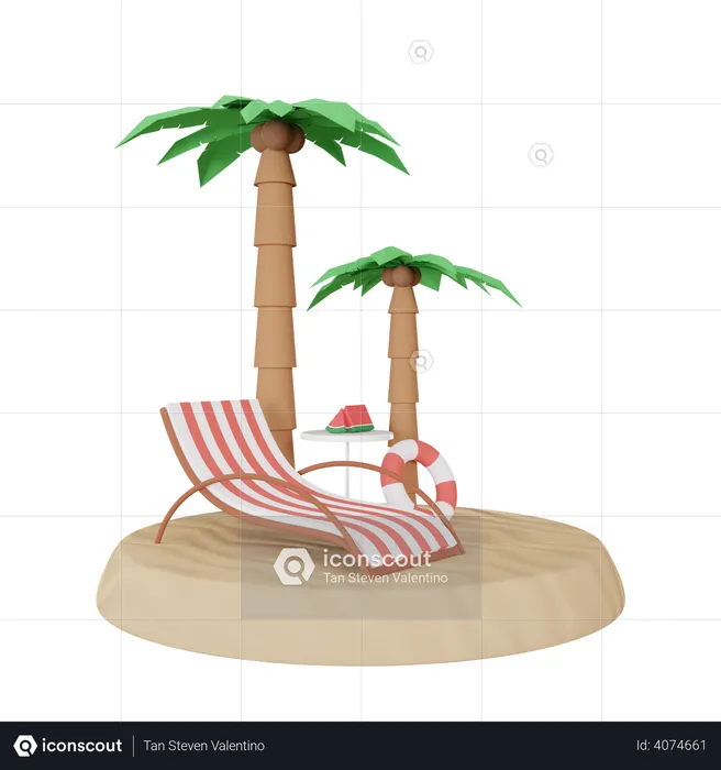 Beach trees  3D Illustration