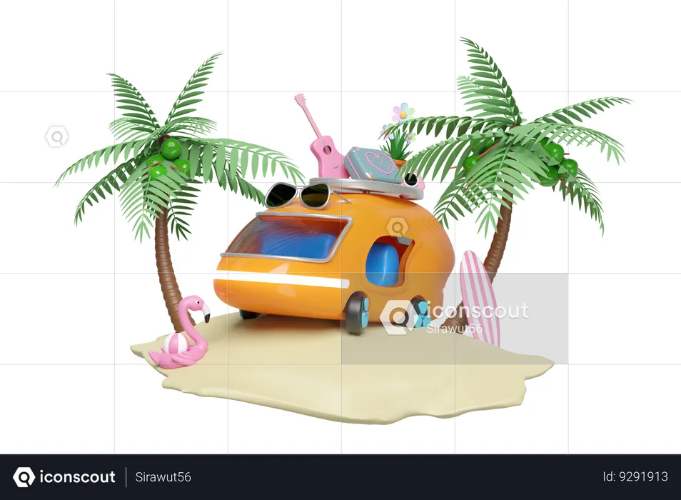 Beach Vacation  3D Illustration