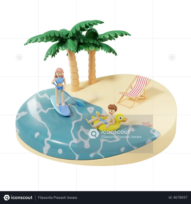 Beach Vacation  3D Illustration