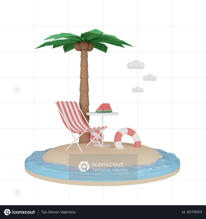 Beach vacation  3D Illustration