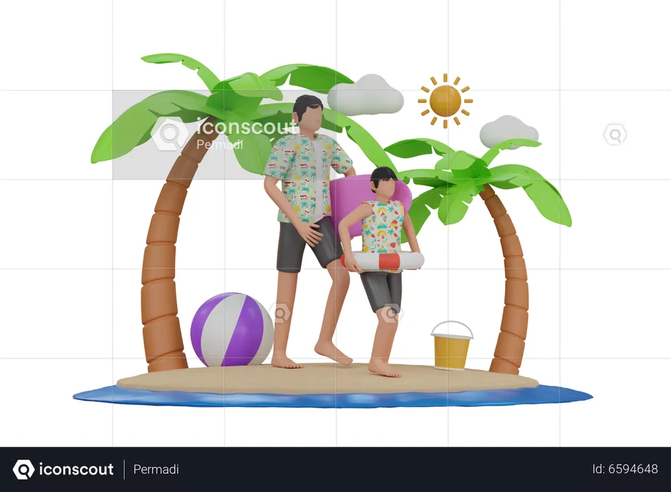 Beach vacation  3D Illustration