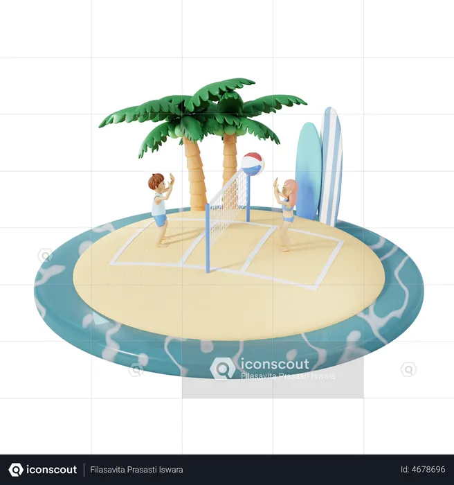 Beach Volleyball  3D Illustration