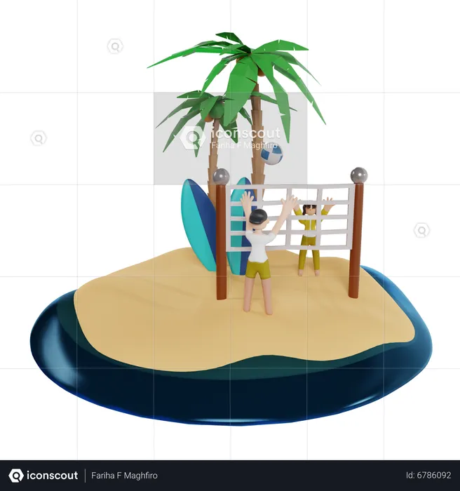 Beach-Volleyball  3D Icon