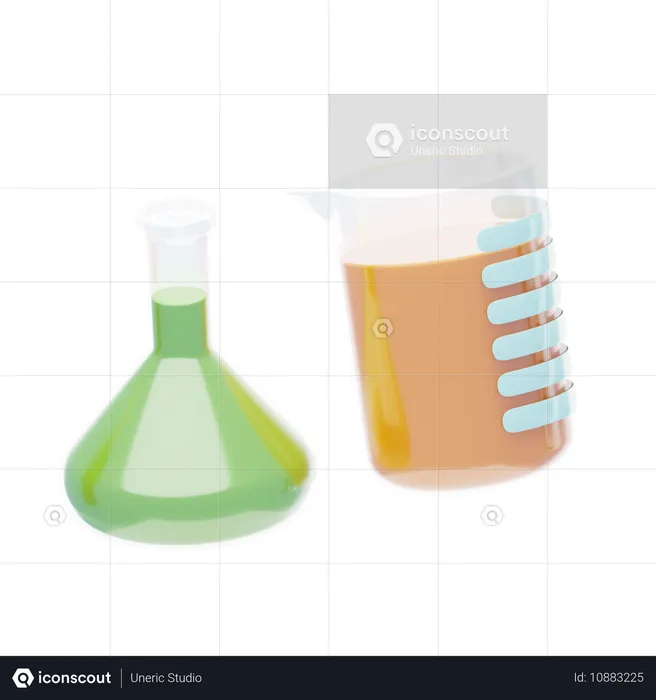 Beaker And Bottle  3D Icon