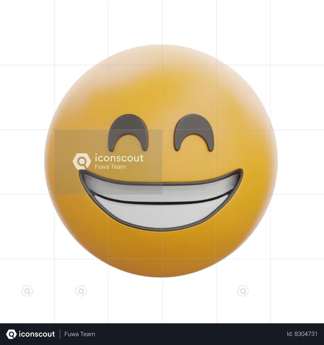 Beaming Face With Smiling Eyes Emoji 3D Icon