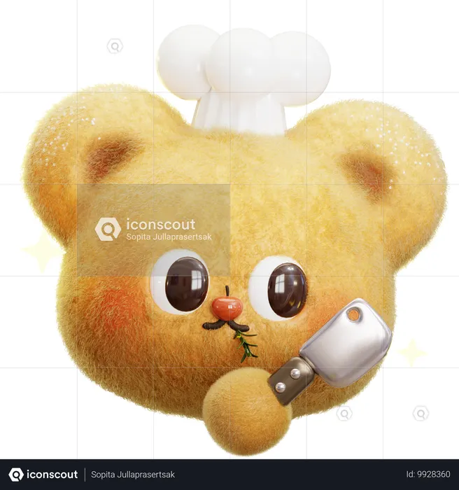 Bear Chef Emoji 3D Icon