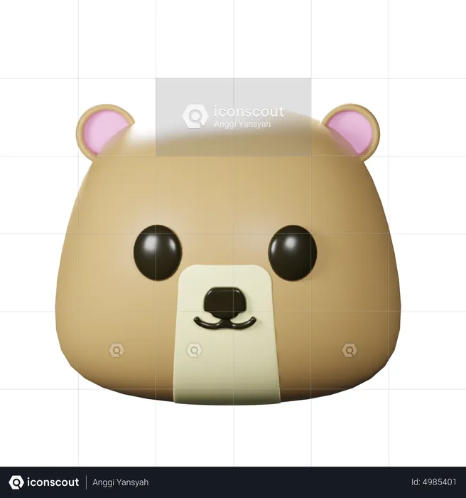 Bear Head Emoji 3D Icon