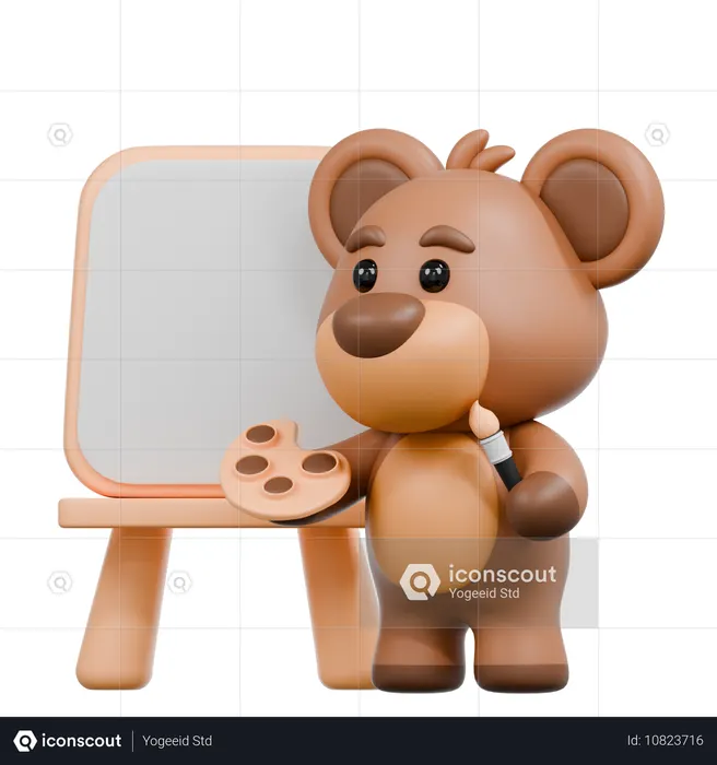 Bear is Painting  3D Icon